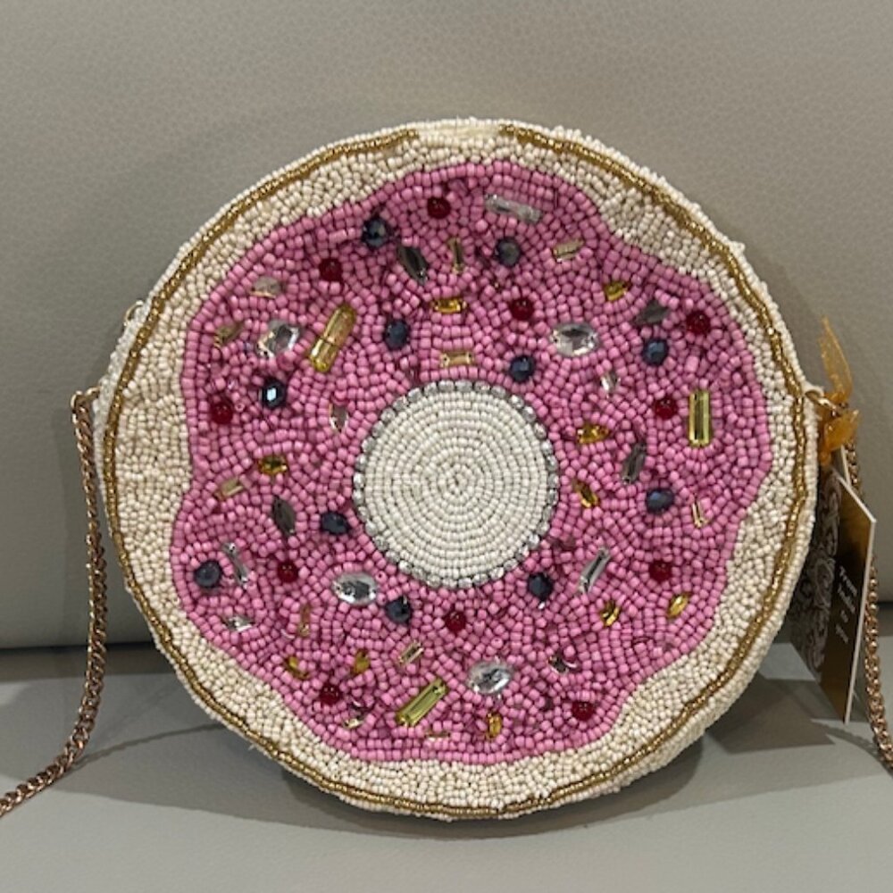 Like NEW Beaded Pink Donut Crossbody Bag